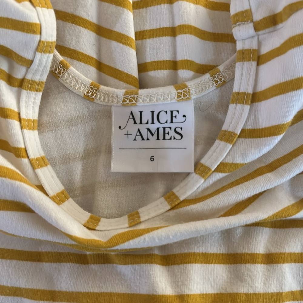 Alice + Ames Striped Yellow and White Kids Twirly Dress Size 6 - Picture 6 of 6
